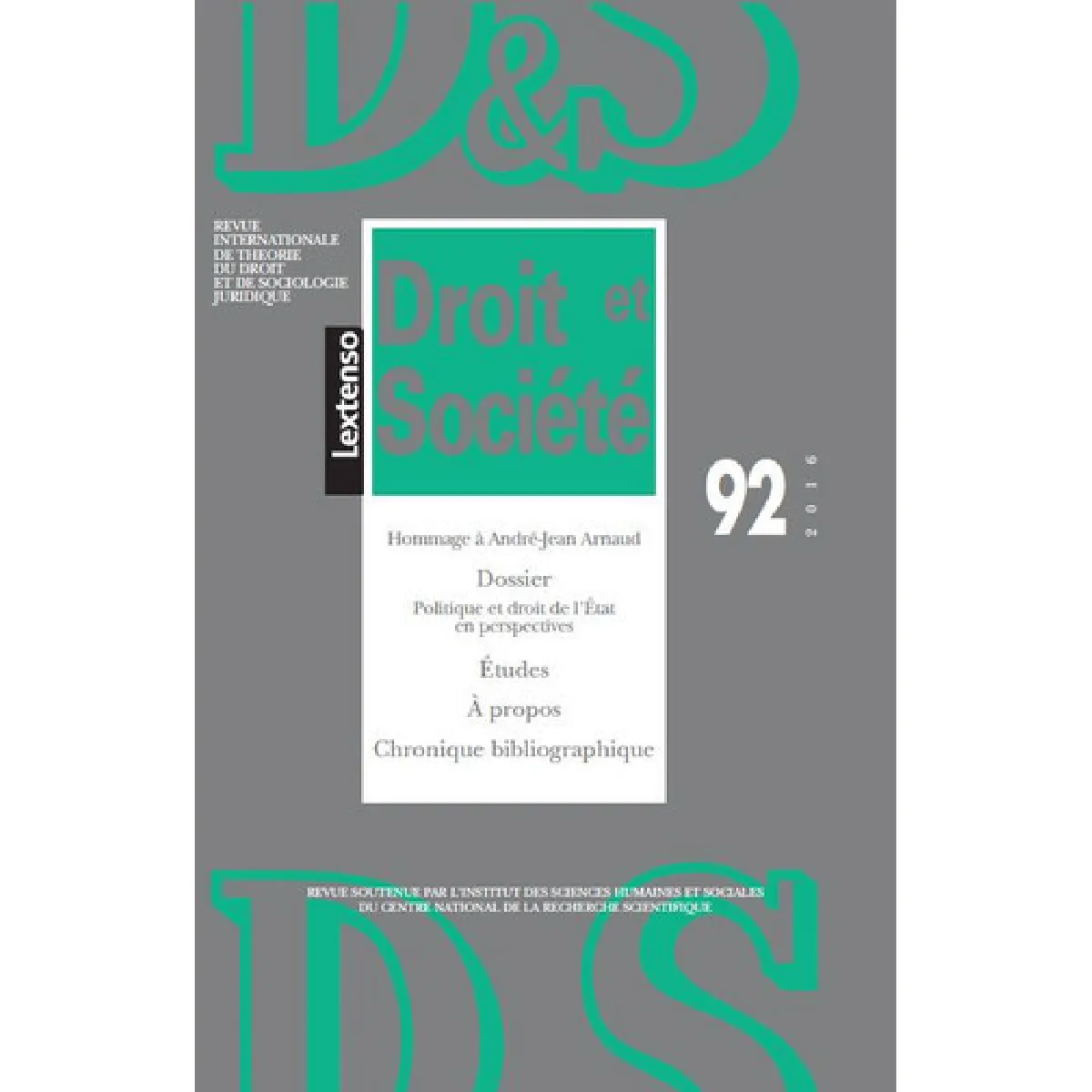 Droit et société, n° 92. Politique et droit de l'Etat en perspectives · Occasion