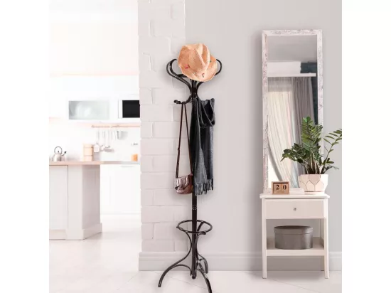 Porte-manteau sur pied marron en bois 31x44x179h