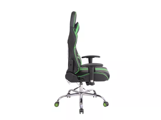 Chaise de bureau - Similicuir & Métal chromé - Noir / Vert - Limit XM