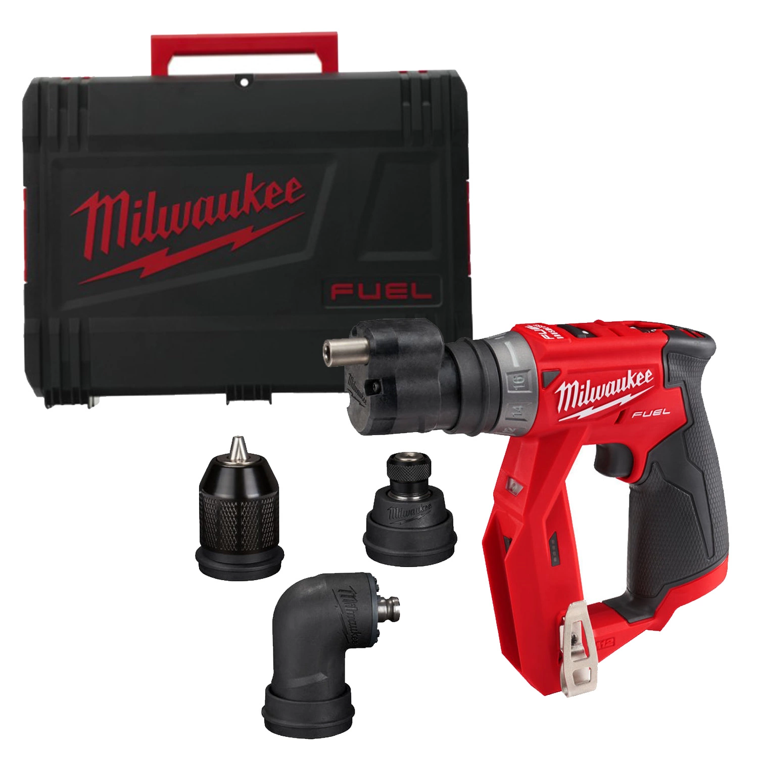 Milwaukee M12 FDDXKIT-0X 12V Li-Ion Accu schroefboormachine body incl. opzetstukken in HD-Box - 34Nm