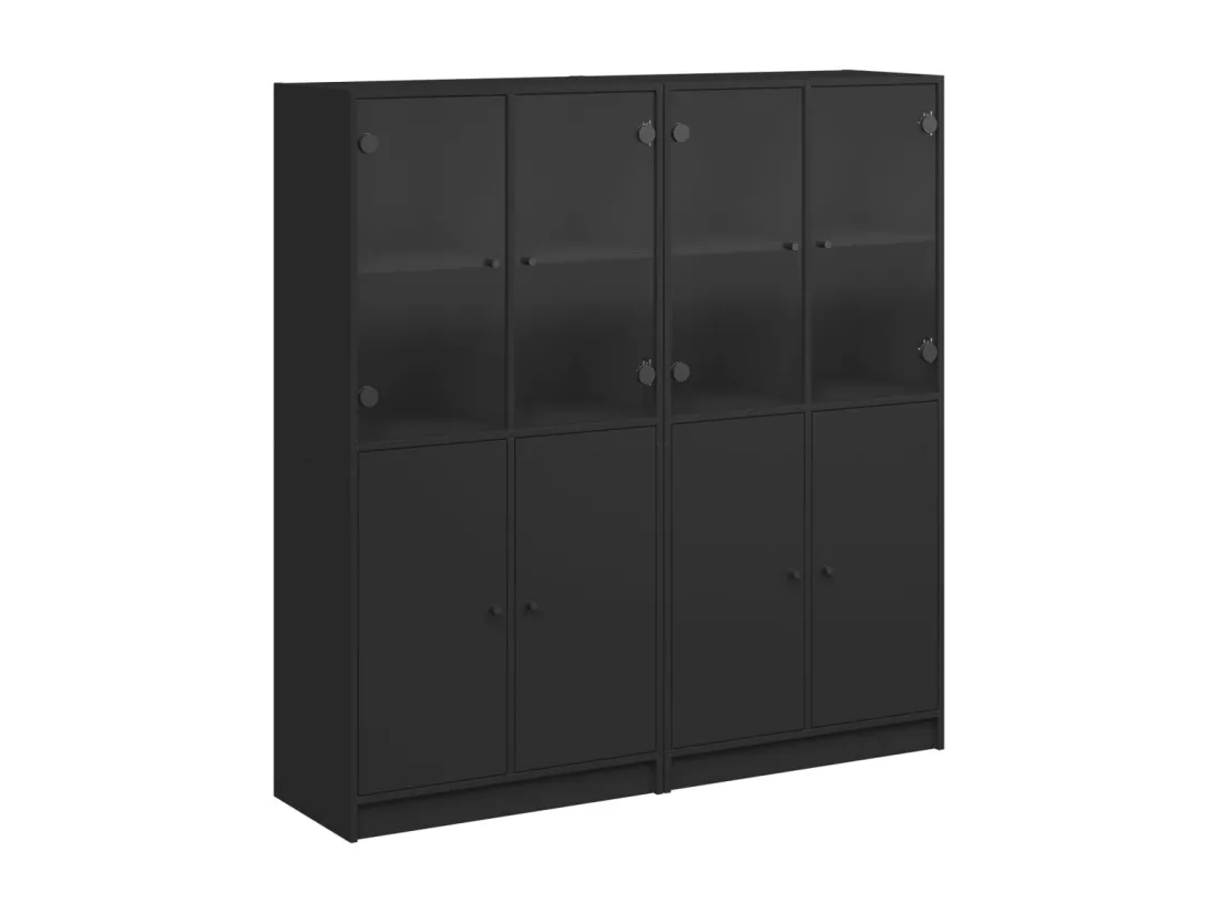 Bibliothèque avec portes noir 136x37x142 cm bois d'ingénierie