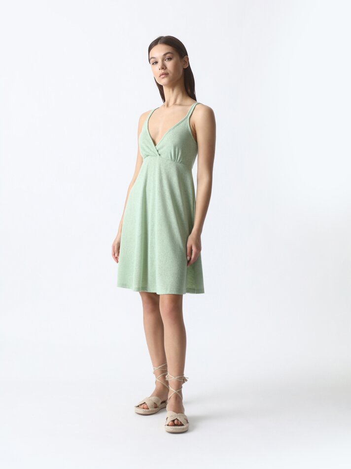 Vestido de alças finas com decote cruzado - Verde Escuro