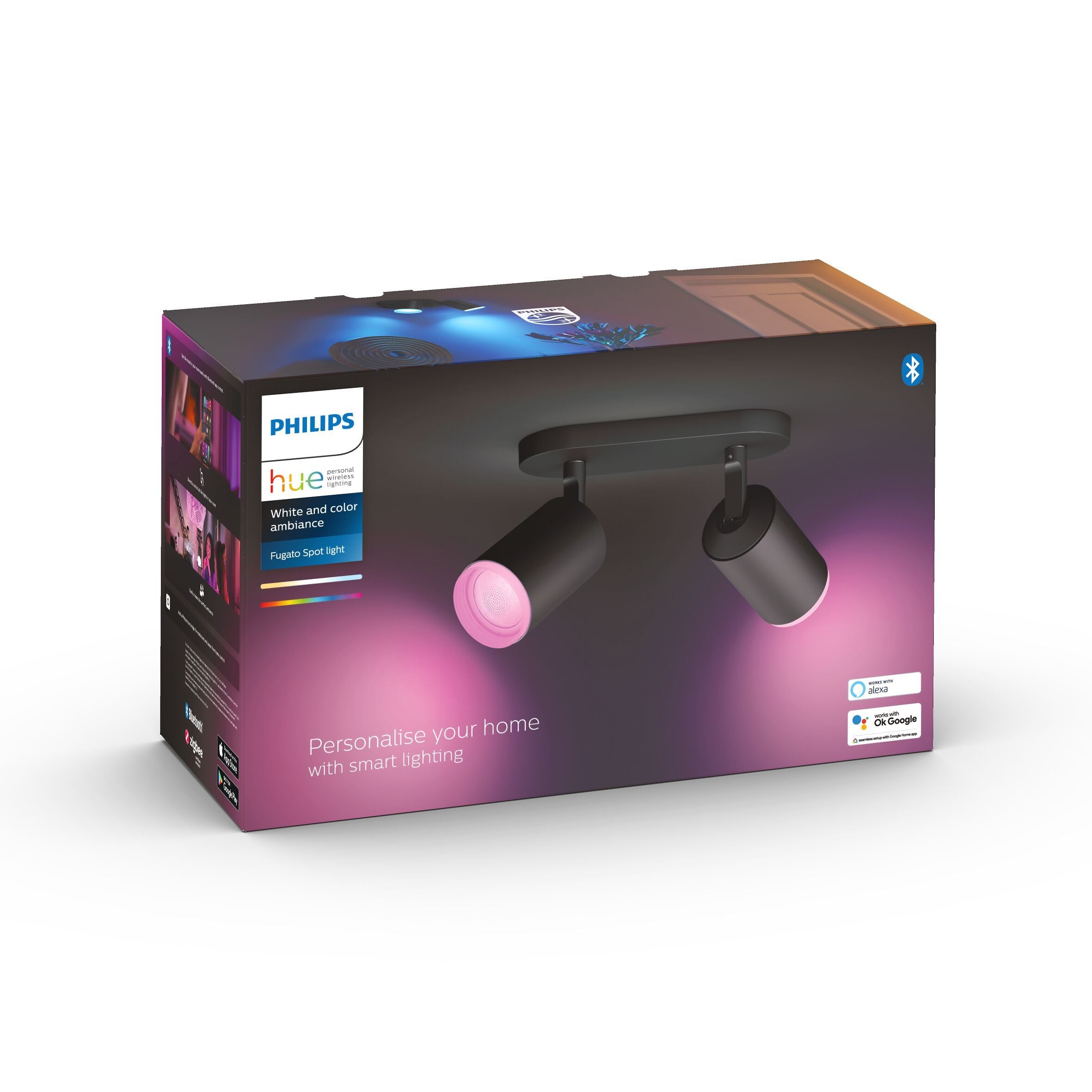 HUE FUGATO Spot 2 flg. schwarz - Schwarz / B: 34.3 cm x T: 14.3 cm x H: 20.8 cm