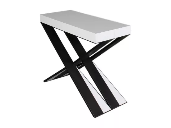 Console extensible 90x40/300 cm Diago Frêne Blanc cadre Anthracite