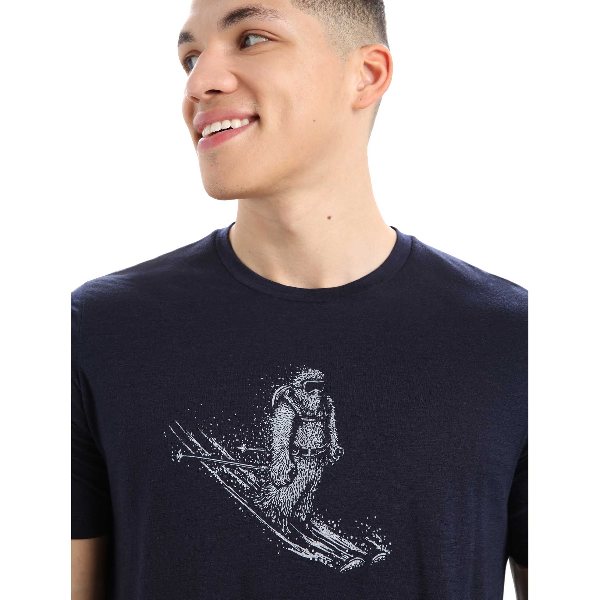 Icebreaker Tech Lite II SS Tee Skiing Yeti T-Shirt Herren midnight navy