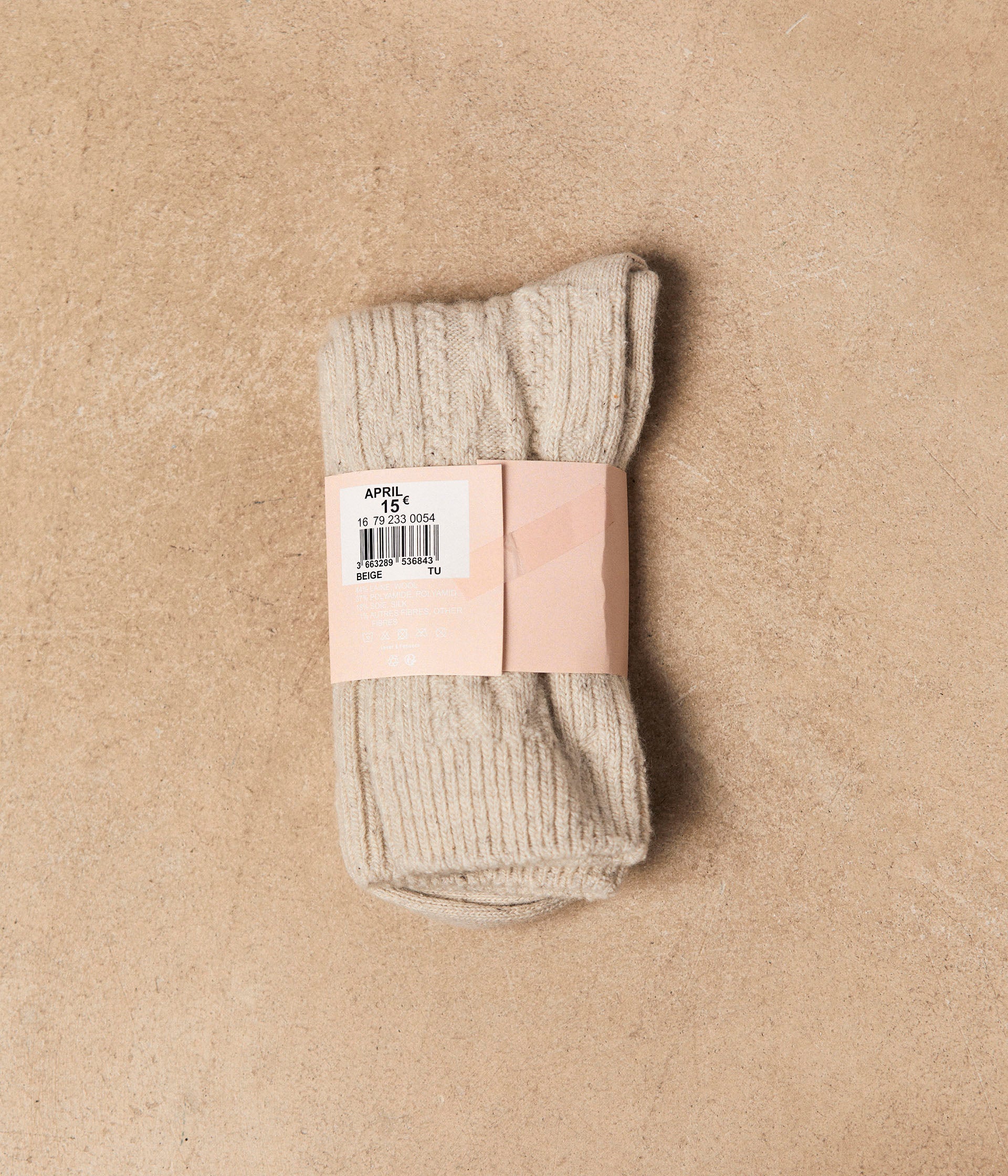 Chaussettes côtelées beiges April