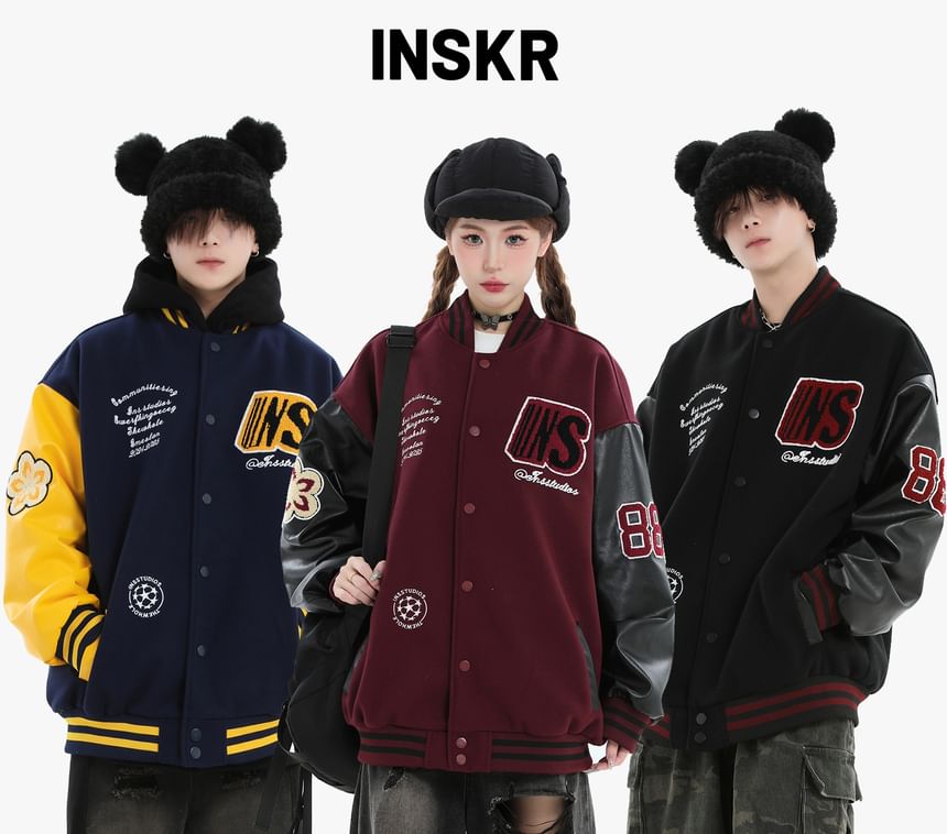 Banash - Matching baseballjack met knoopjes en letters voor koppels