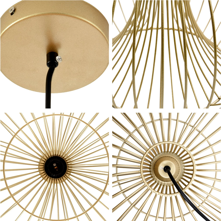 HOMCOM Pendelleuchte mit goldenem gebogenem Stahlrahmen gold