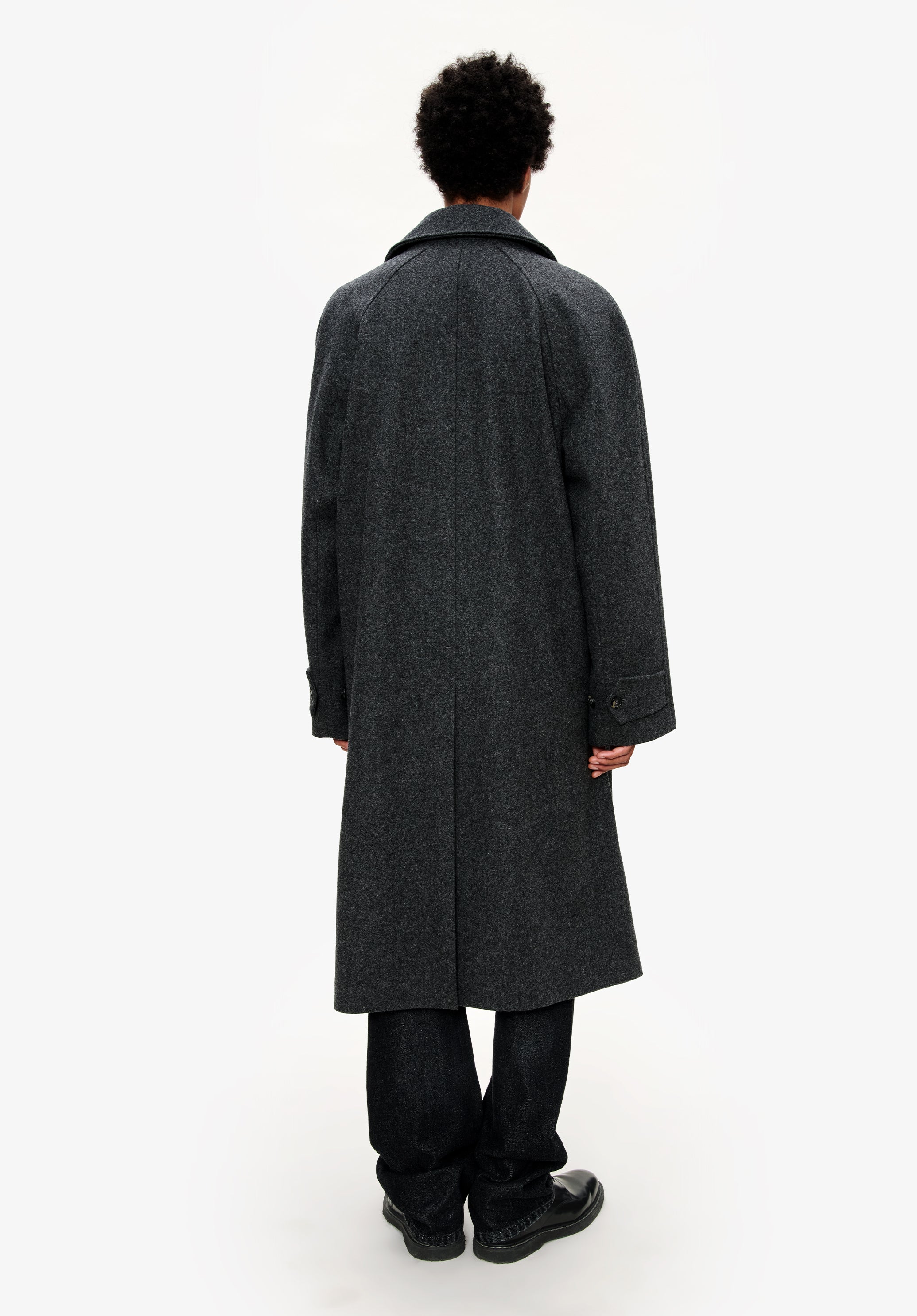 Manteau oversize uni manches raglan - Anthracite chine