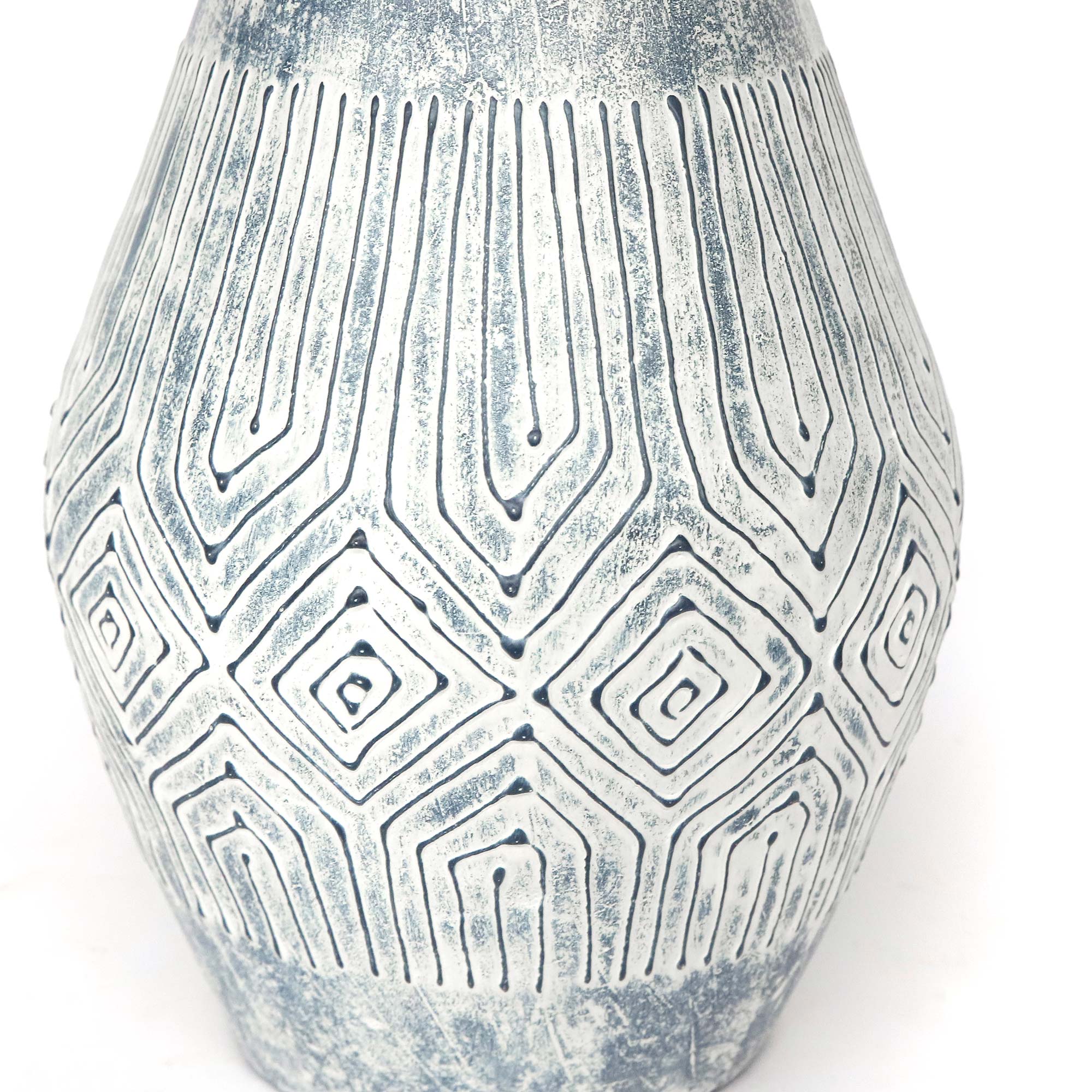Toraja-Vase, weiß, blau, Ø 20 cm, H 34 cm von fischer's lagerhaus