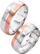 Trouwringen rood en witgoud met Diamant breedte 7 mm