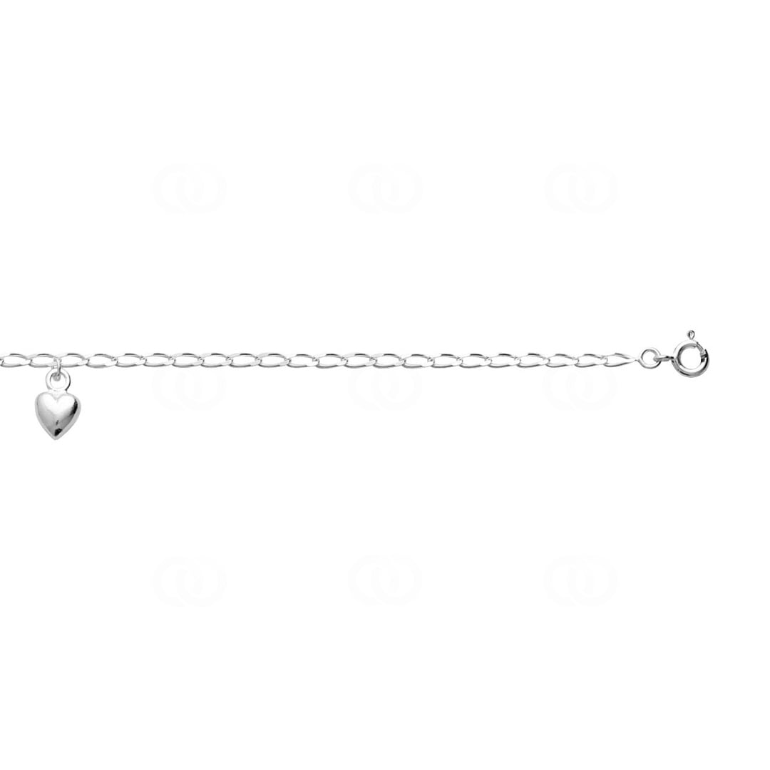Fusskette 925 Silber rhodiniert Herz 26cm
