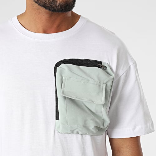 Ensemble Tee Shirt Poche Et Pantalon Jogging F22-909T Blanc Turquoise