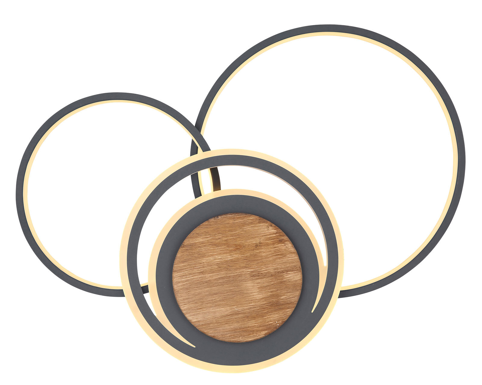 NIRRA Deckenlampe braun, grau 67256-40, B/H/T: 65 x 10 x 45 cm, Kunst., Metall, Holz