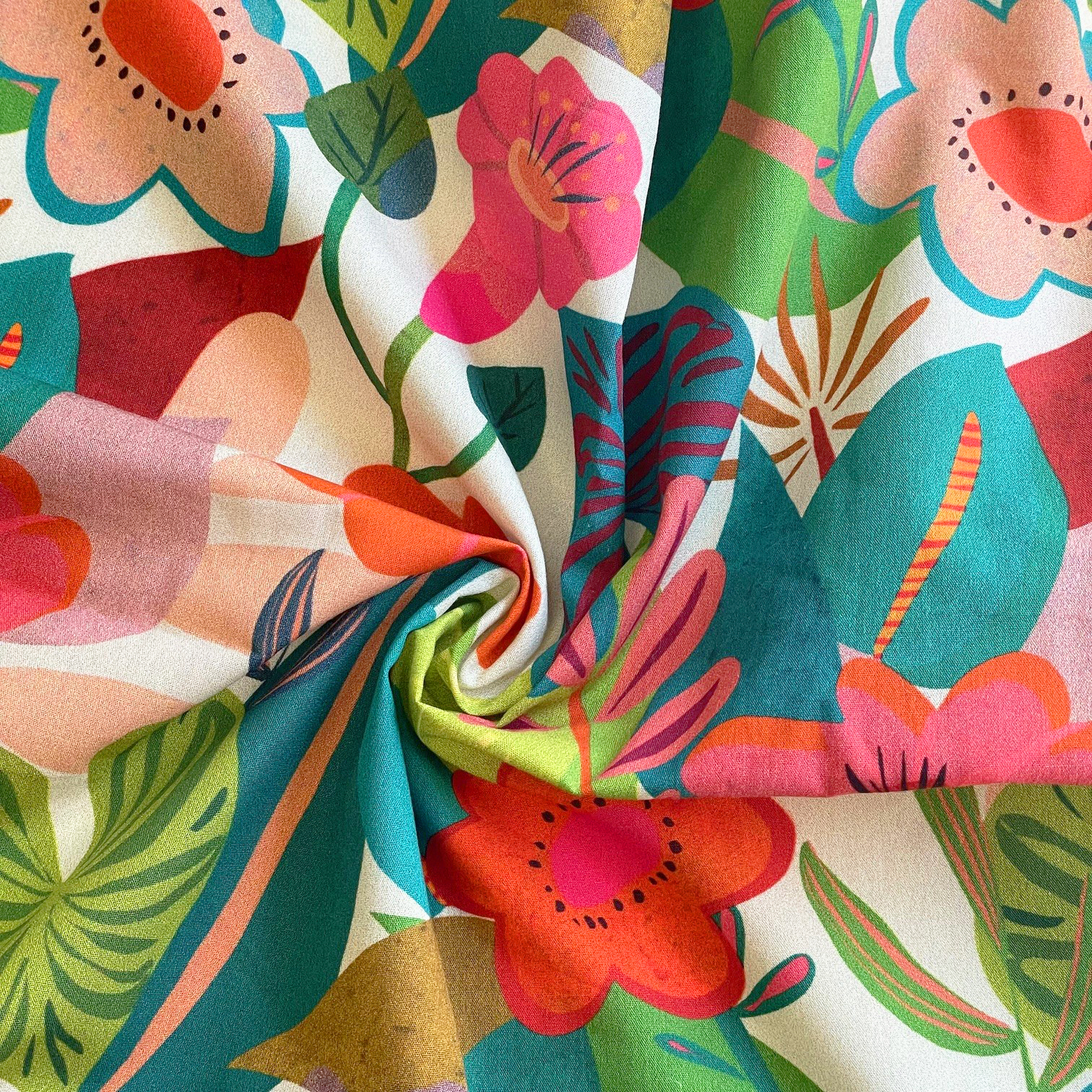 Coupon Tissu 1 M Fleurs Des Iles