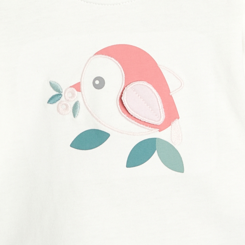 Pyjama oiseau en relief jersey vert bébé fille