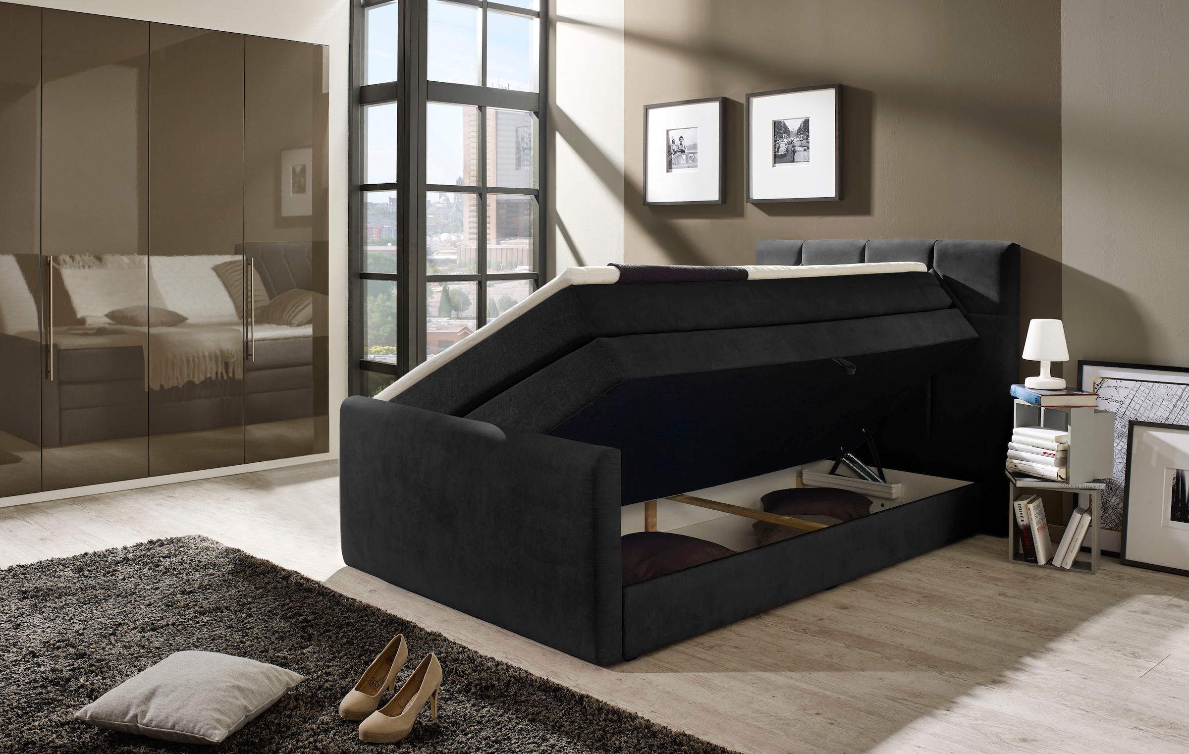 PLACES OF STYLE Boxspringbett »Atlanta« inklusive Topper und Bettkasten