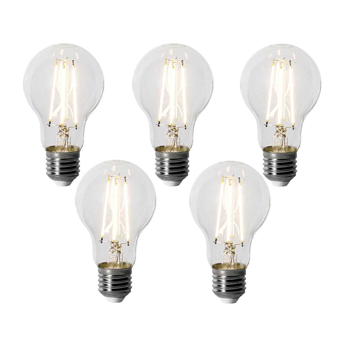 Set van 5 E27 dimbare LED lamp A60 6W 500 lm 3000K