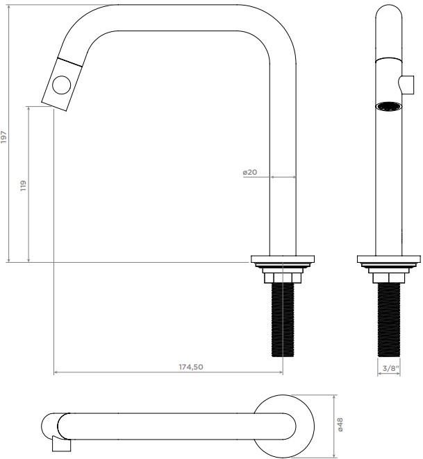 Clou Kaldur fonteinkraan 17.5cm rechts chroom