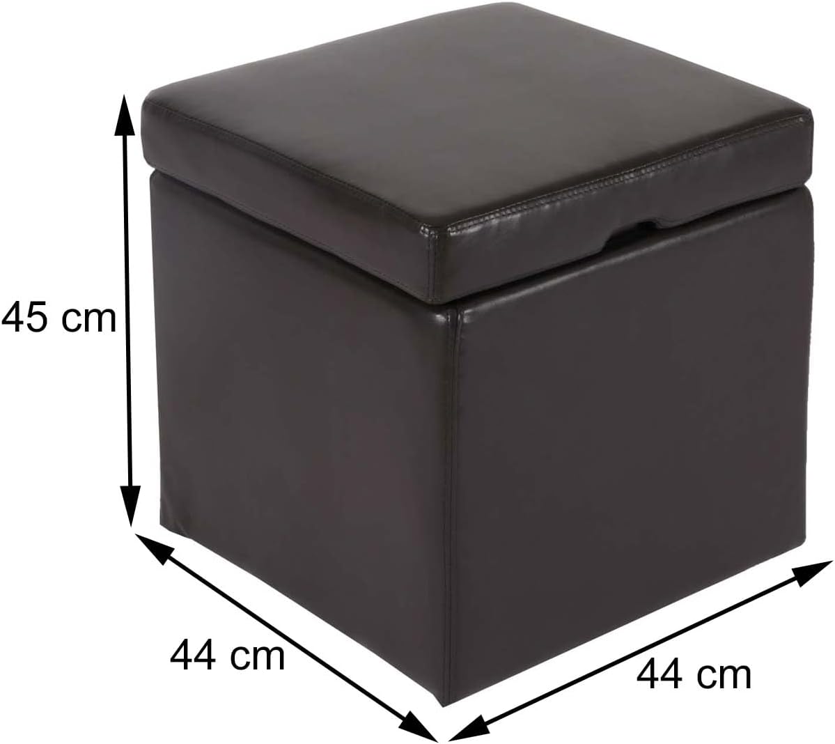 Mendler Hocker Sitzwürfel Sitzhocker Aufbewahrungsbox Onex, mit Deckel, Leder + Kunstleder, 45x44x44cm MVG - braun