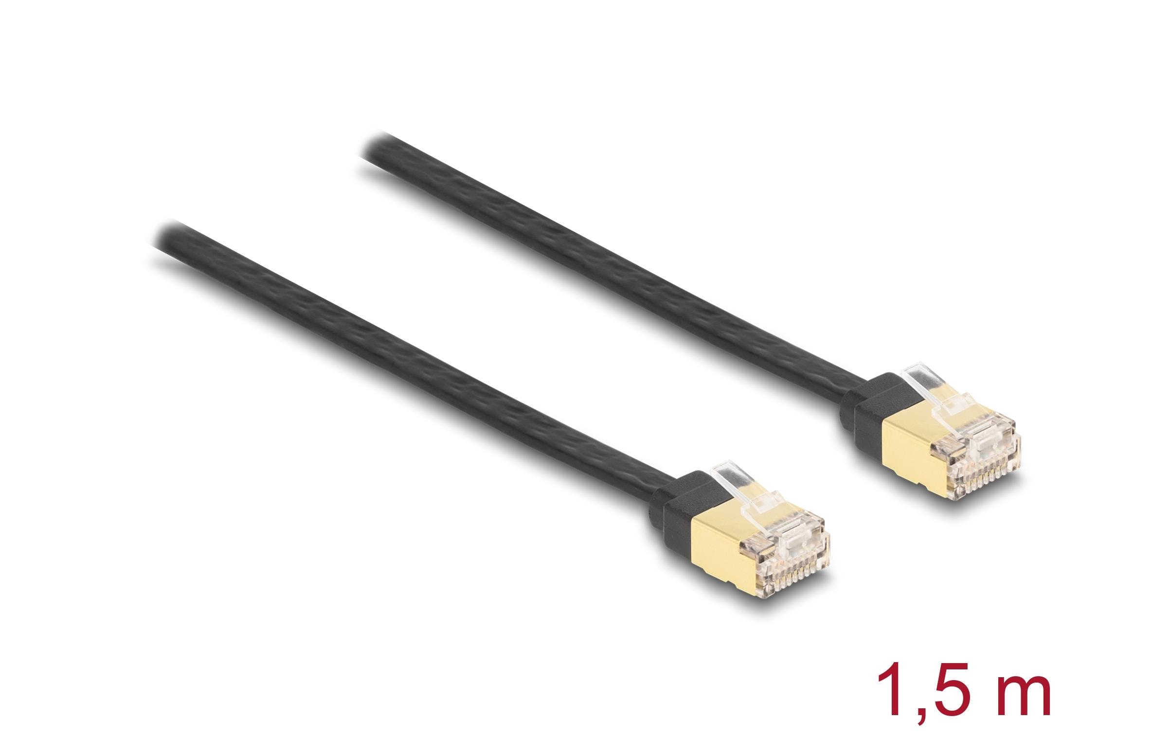Patchkabel Aufrollkabel Cat 6A, STP, 1.5 m, Gelb; SchwarzDelock RJ45 Aufrollkabel Cat.6A STP 1.5 m schwarz / gelb