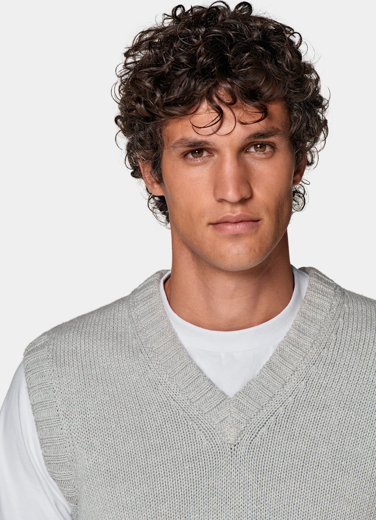 Pull sans manches gris clair