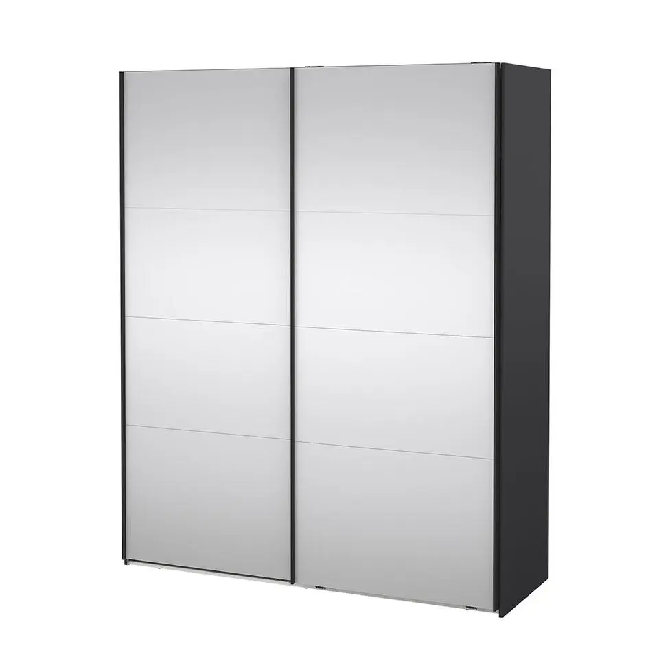 Hioshop Catania schuifdeurkast 2 deuren met spiegel 180x220cm mat grijs