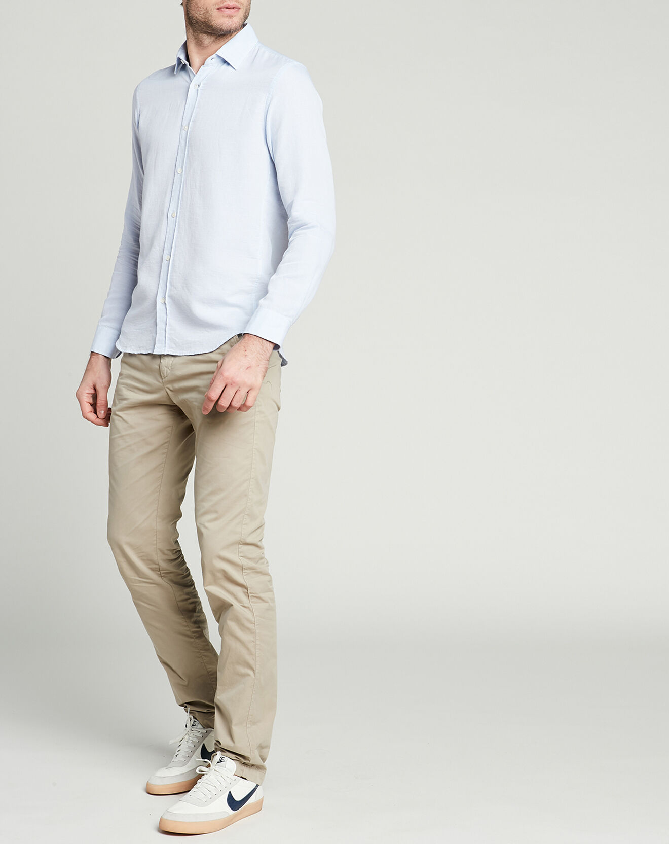 Hartford Chemise Slim Sammy micro pois bleue