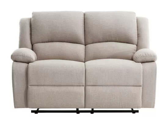Canapé Relaxation manuel 2 places Léo en Tissu - Beige - L143 x P93 x H96cm - Loungitude