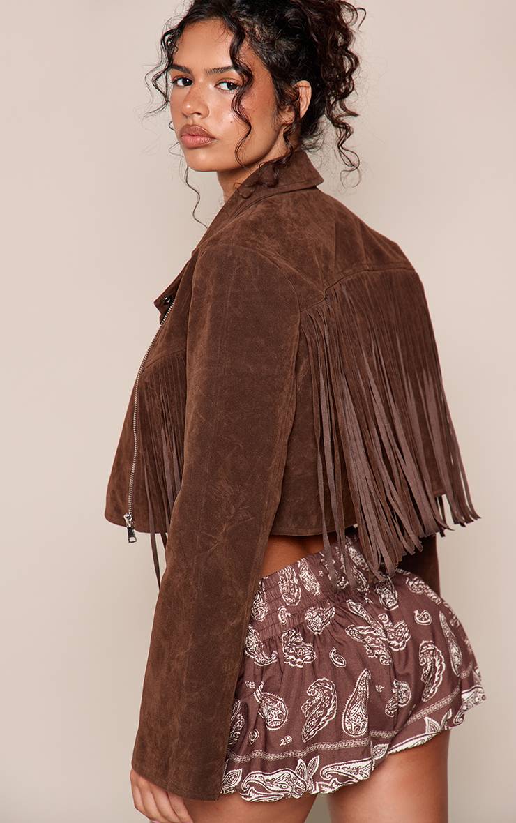 Chocolat Veste Courte En Synthétique À Franges