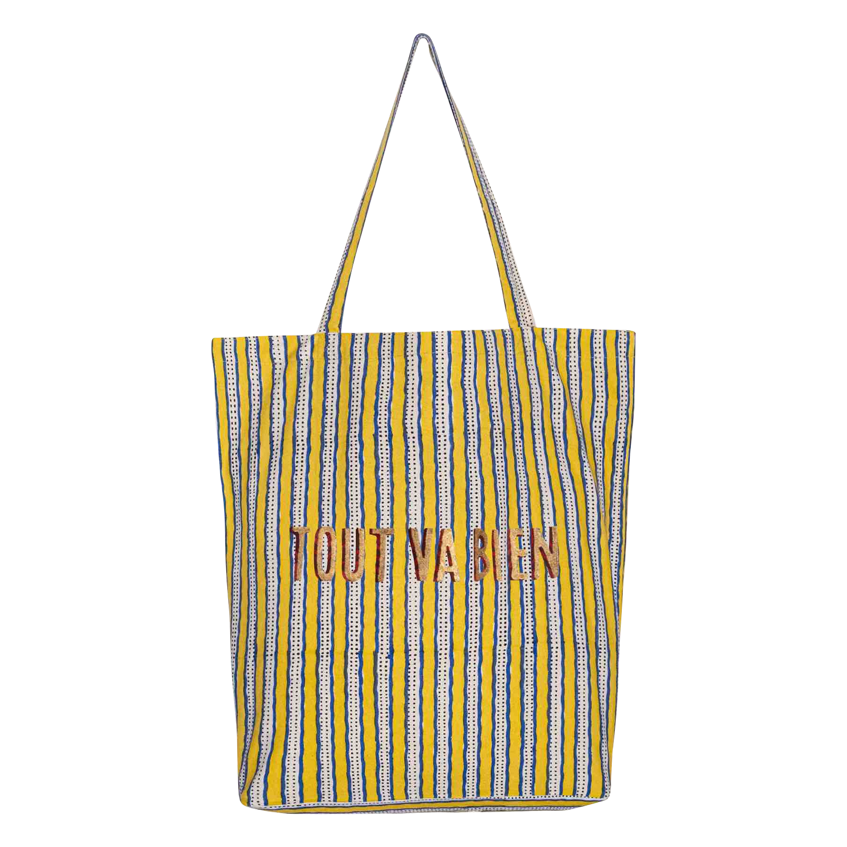 Tote bag en coton imprimé | Jaune