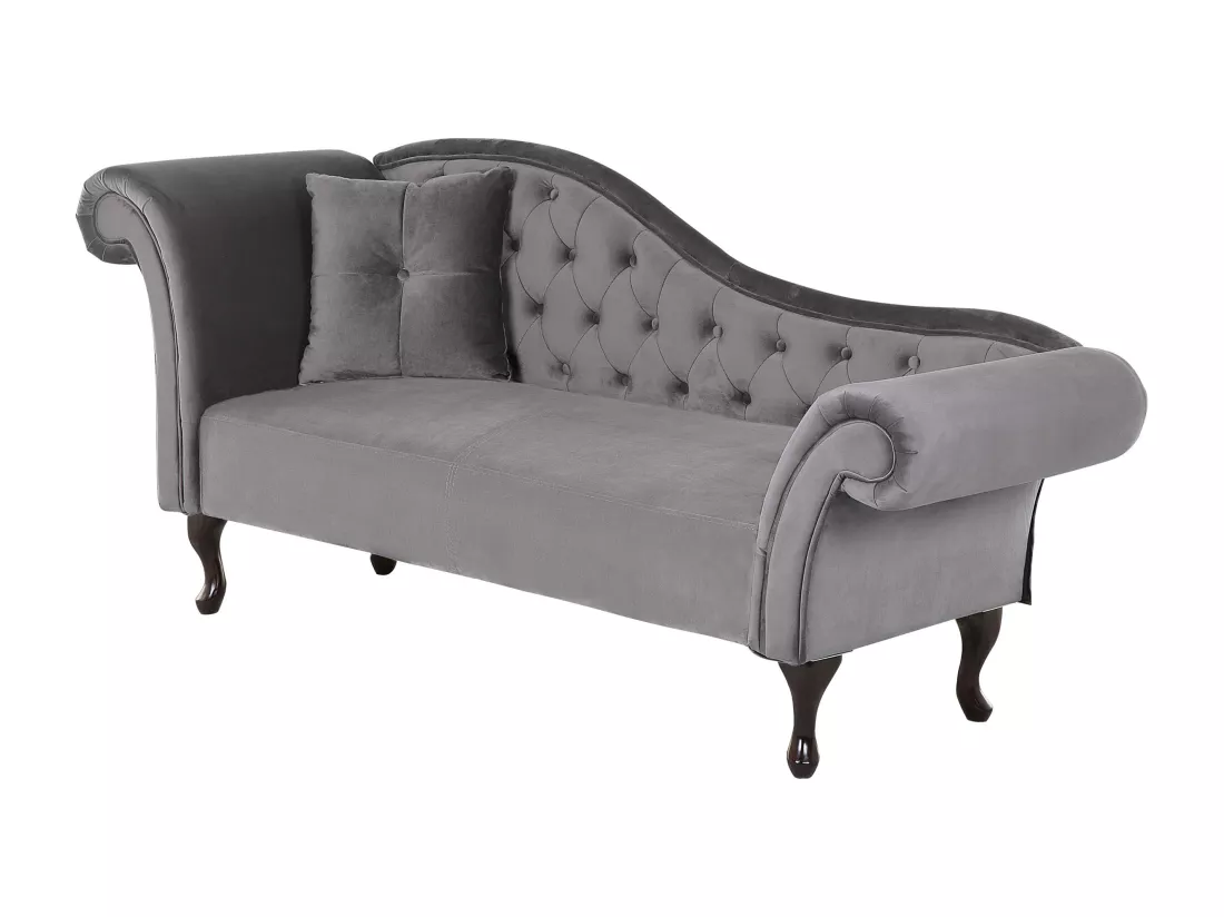 Chaise longue en velours gris côté droite LATTES