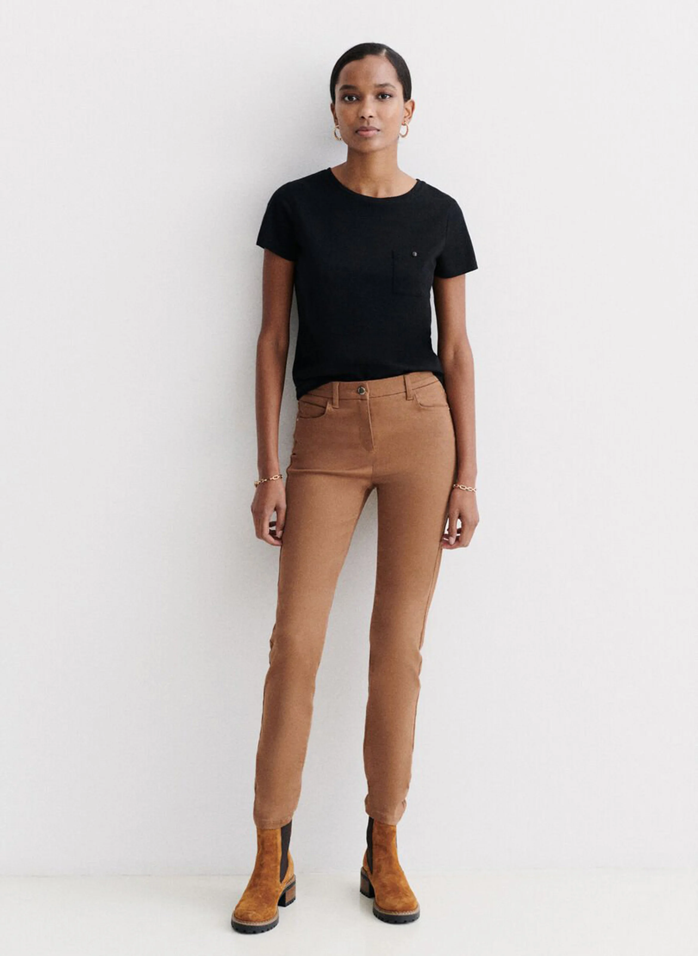 TONYB - Pantalon slim en coton mélangé | Marron