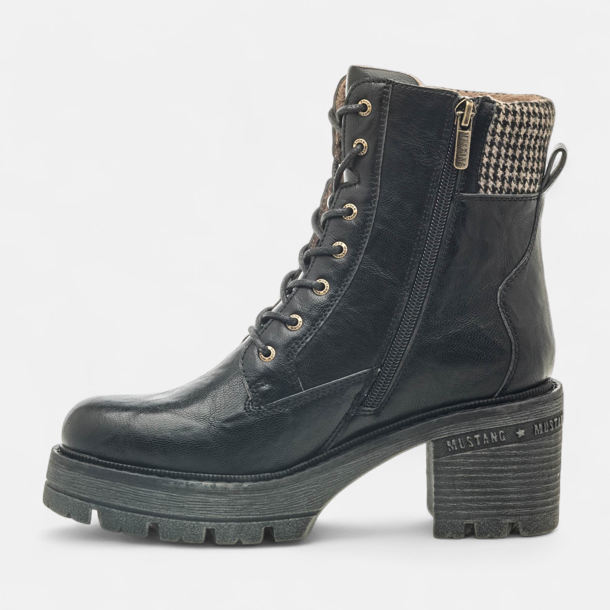Bottines à lacets à talon Femme noir