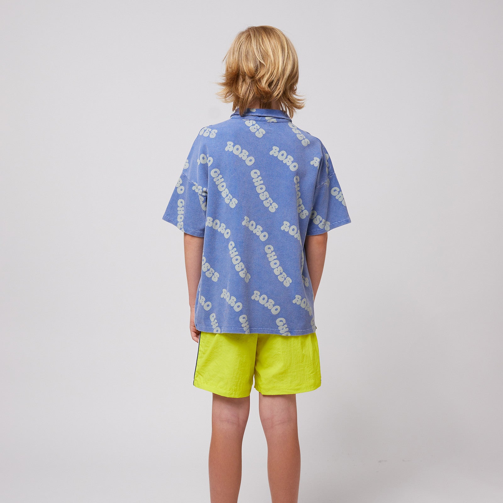 Polo Shirt Wavy Bobo Choses All Over Waffle Blue