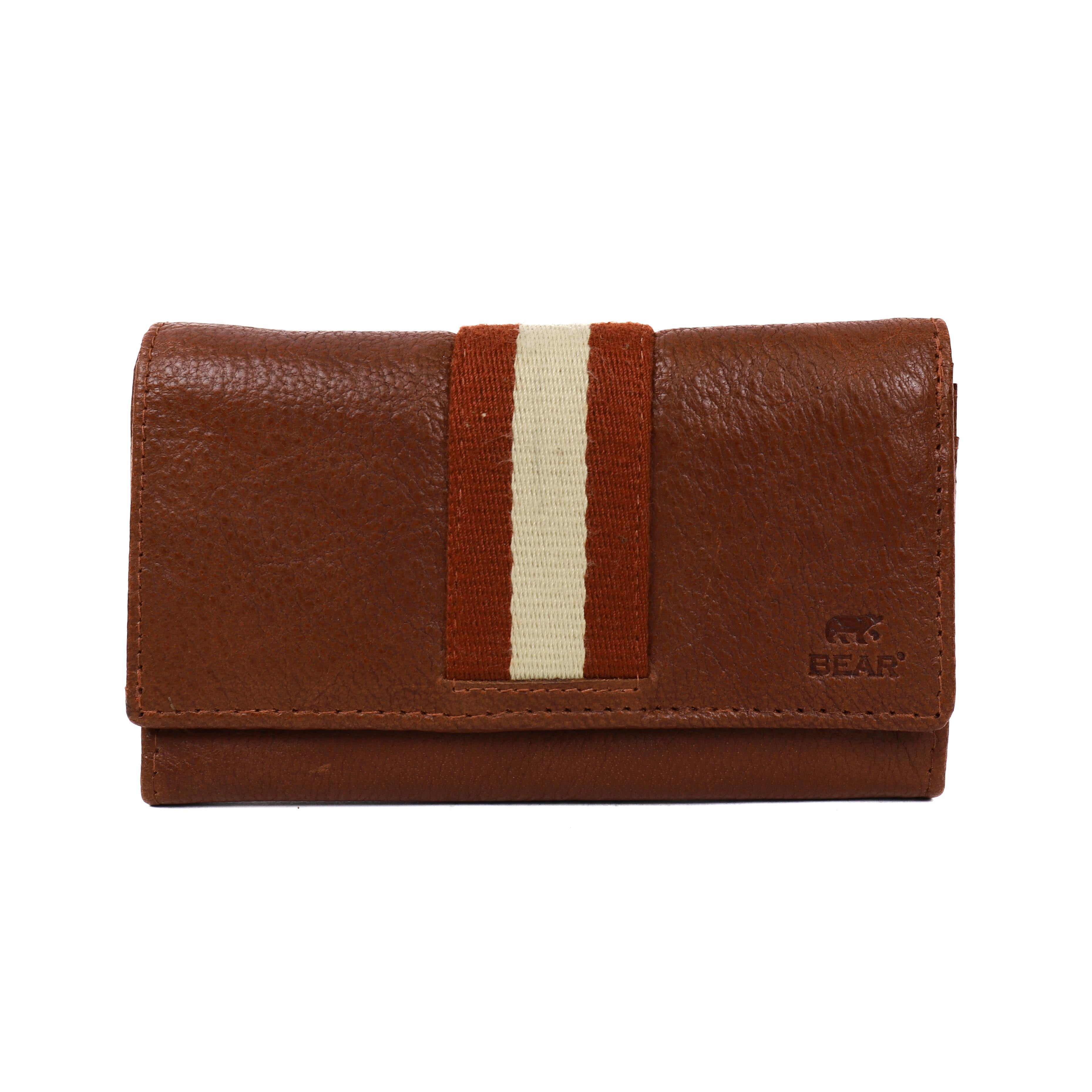 Overslag portemonnee 'Sweety' XL cognac/stripe