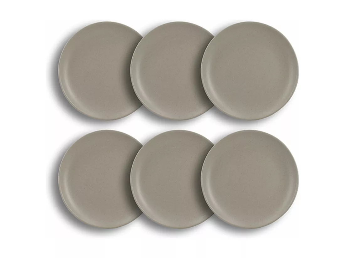 Novastyl - Lot 6 Assiettes A Dessert Arita 20.5cm En Gres Gris