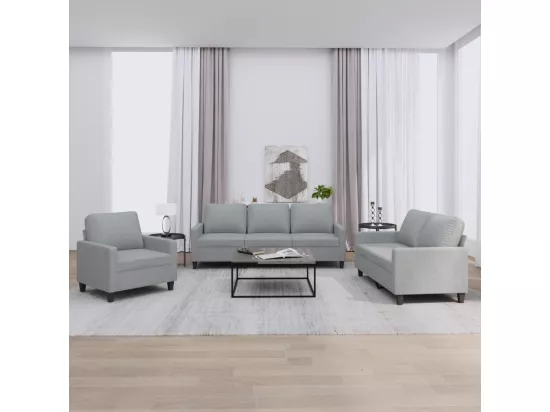 Ensemble de canapés 3 pcs avec coussins Gris clair Tissu