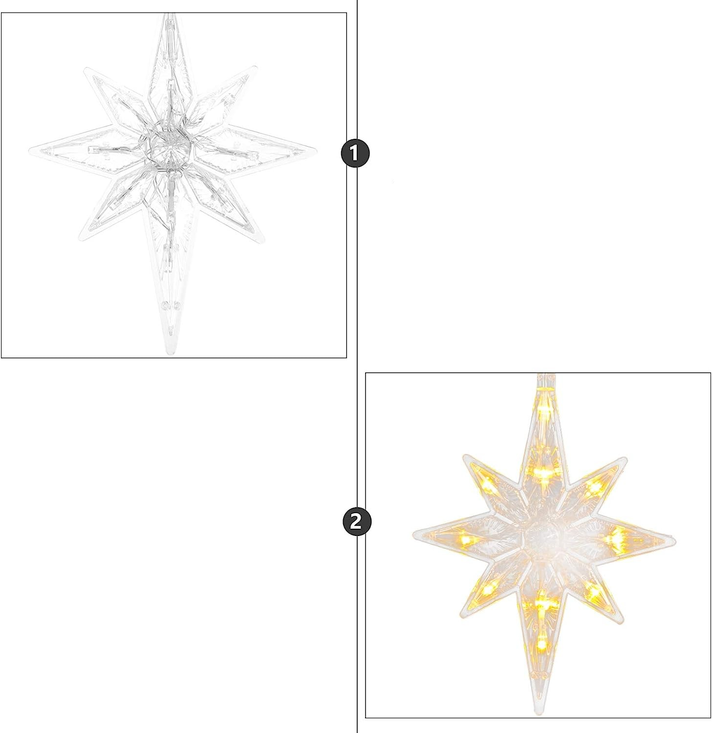 (20cm) Weihnachts LED Deko Licht Stern Hängelampe für Christbaum / Fenster (Batteriebetrieben) - Warmweiss