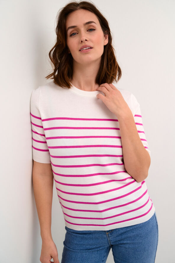 Kaffe KAlizza Narrow Striped Pullover Chalk/rose violet
