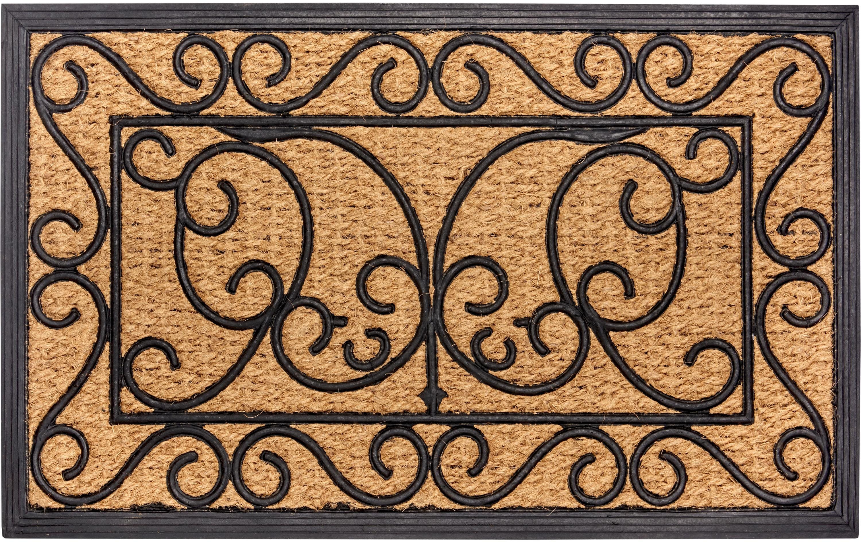 Fussmatte Ornament 45 cm x 75 cm, Braun/SchwarzRutschfeste Türmatte