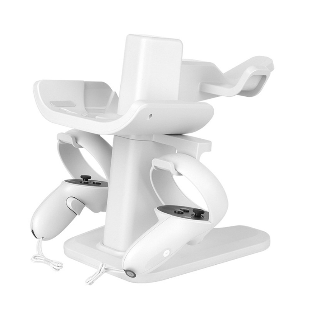3in1 Meta Quest / Oculus Quest 2 Halterung für VR Brille und Controller   Kopfhörer - Weiss
