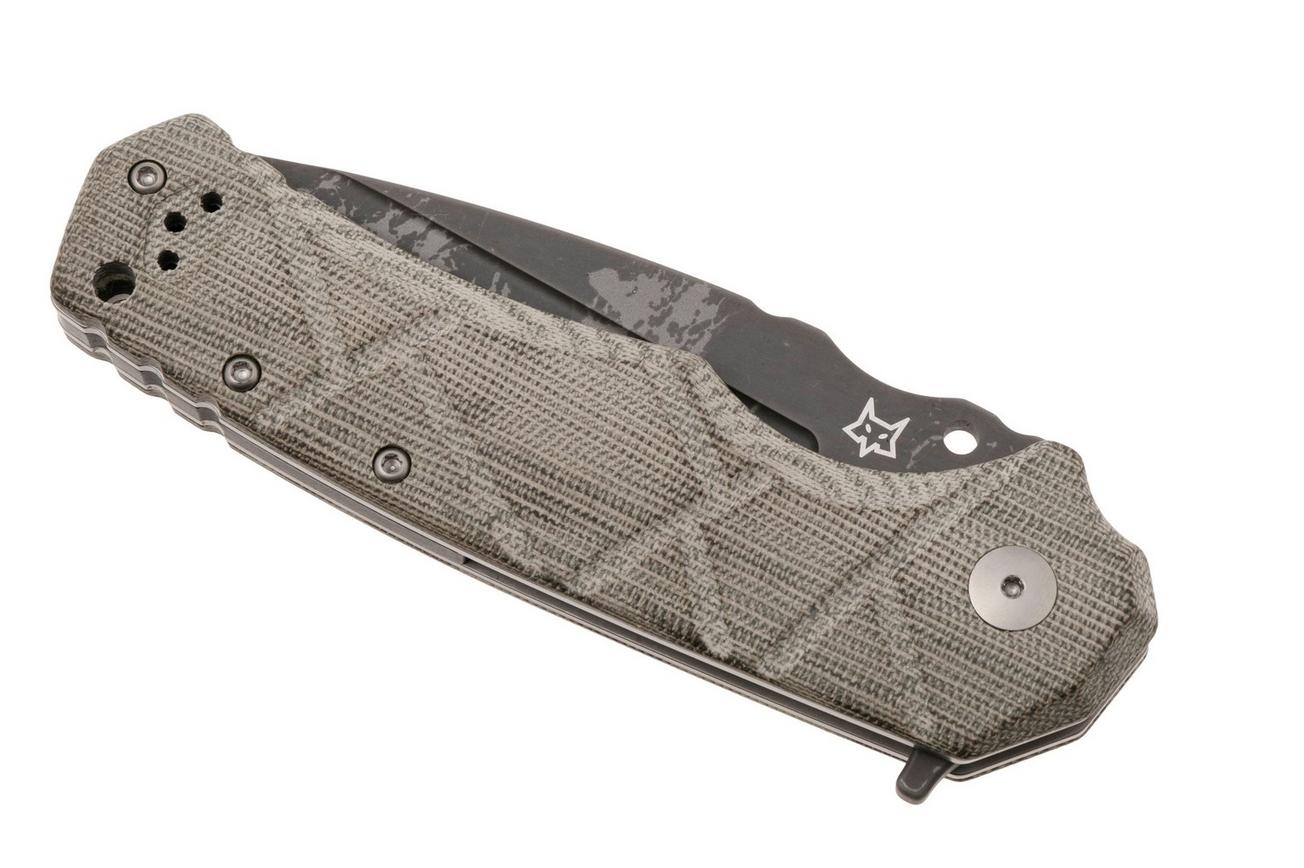 Fox Wander Tactical URO FX-557 Acid Etch Niolox, OD Green Canvas Micarta, zakmes