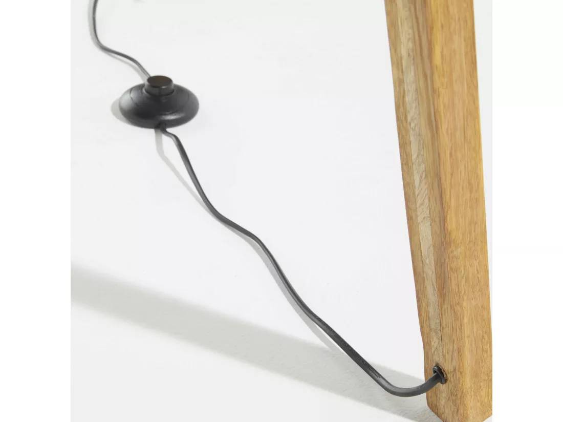 Lampadaire en manguier massif et rotin