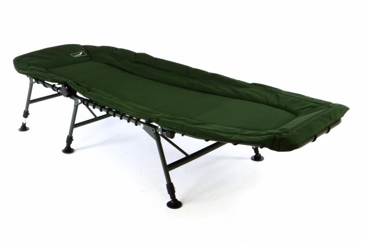 VCM Profi Karpfenliege Campingliege mit 6 Schlammfüßen Angelliege Grün Oliv