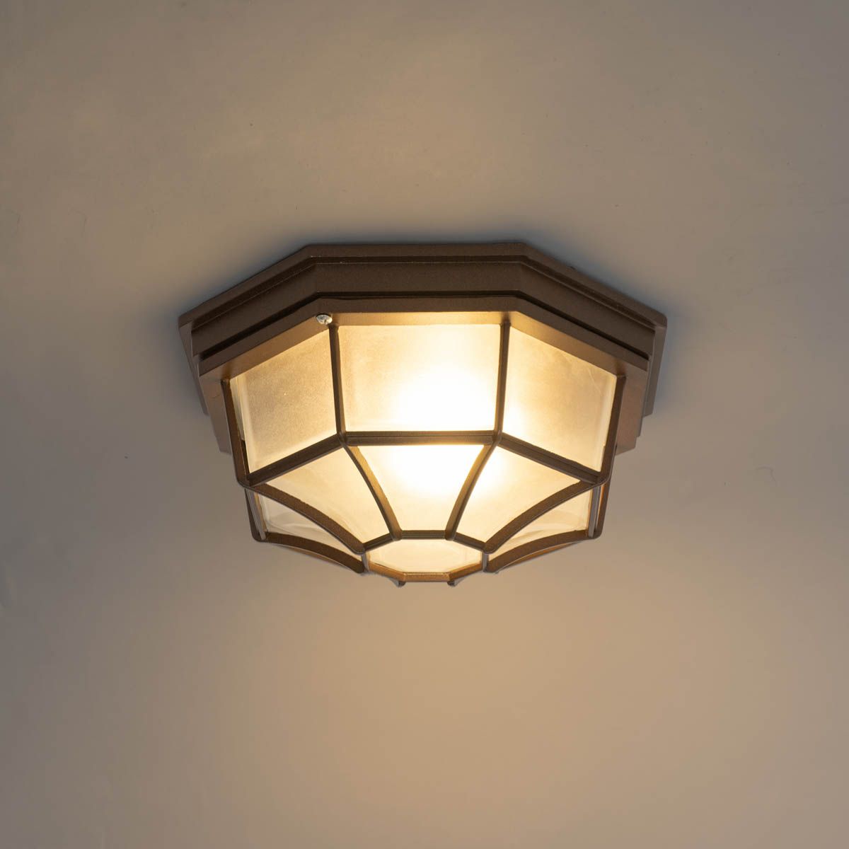 Landelijke plafondlamp roestbruin 26,5 IP44 - Bri