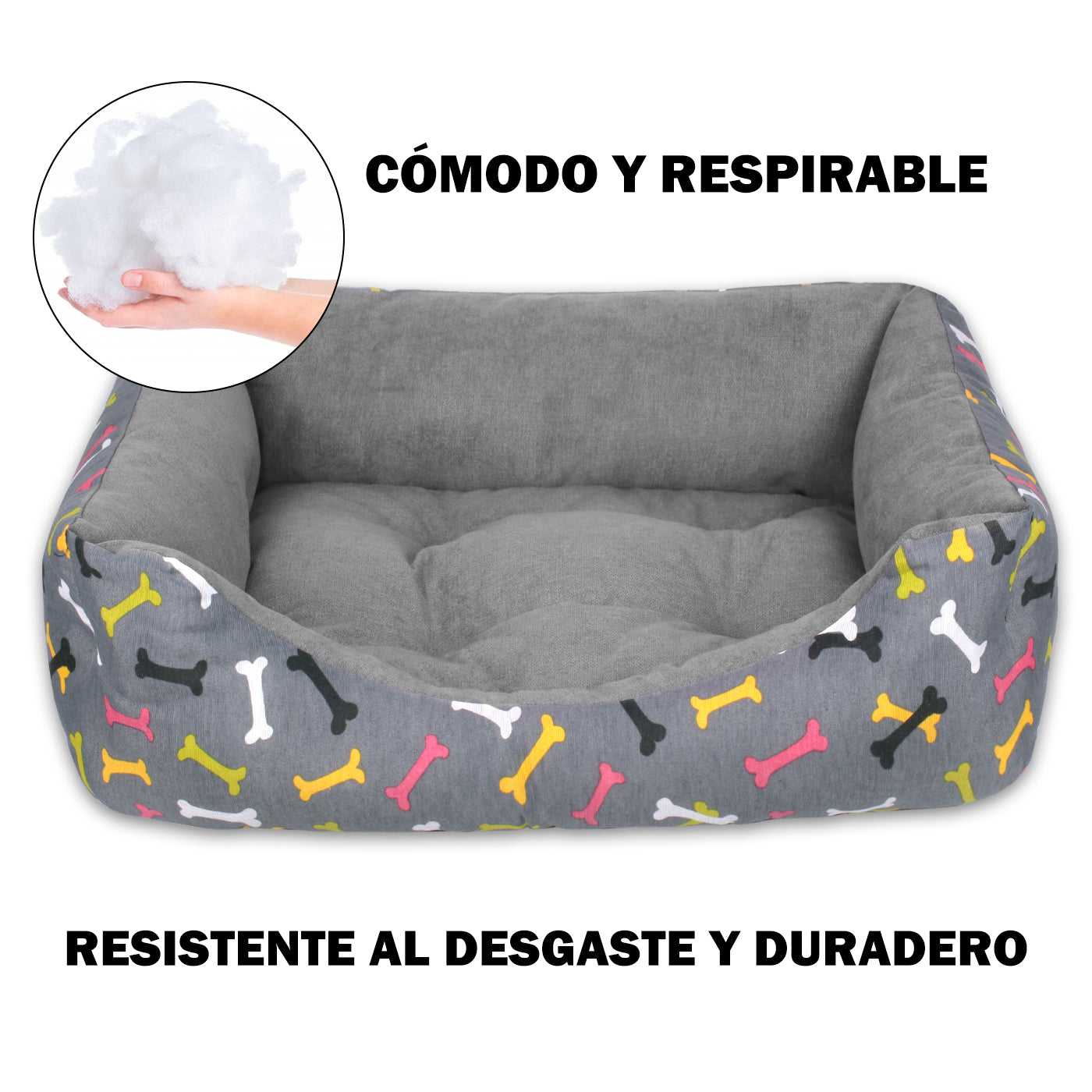 Cesta HOME MERCURY, cama confortável para cães, gatos e outros animais de estimação, com enchimento de fibra, resistente ao desgaste e durável (Grande, Ossos)
