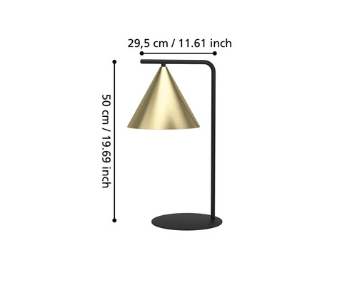 Tafellamp, 1-lichts, HxØ 50x22 cm, Narices, zwart/goud/messing