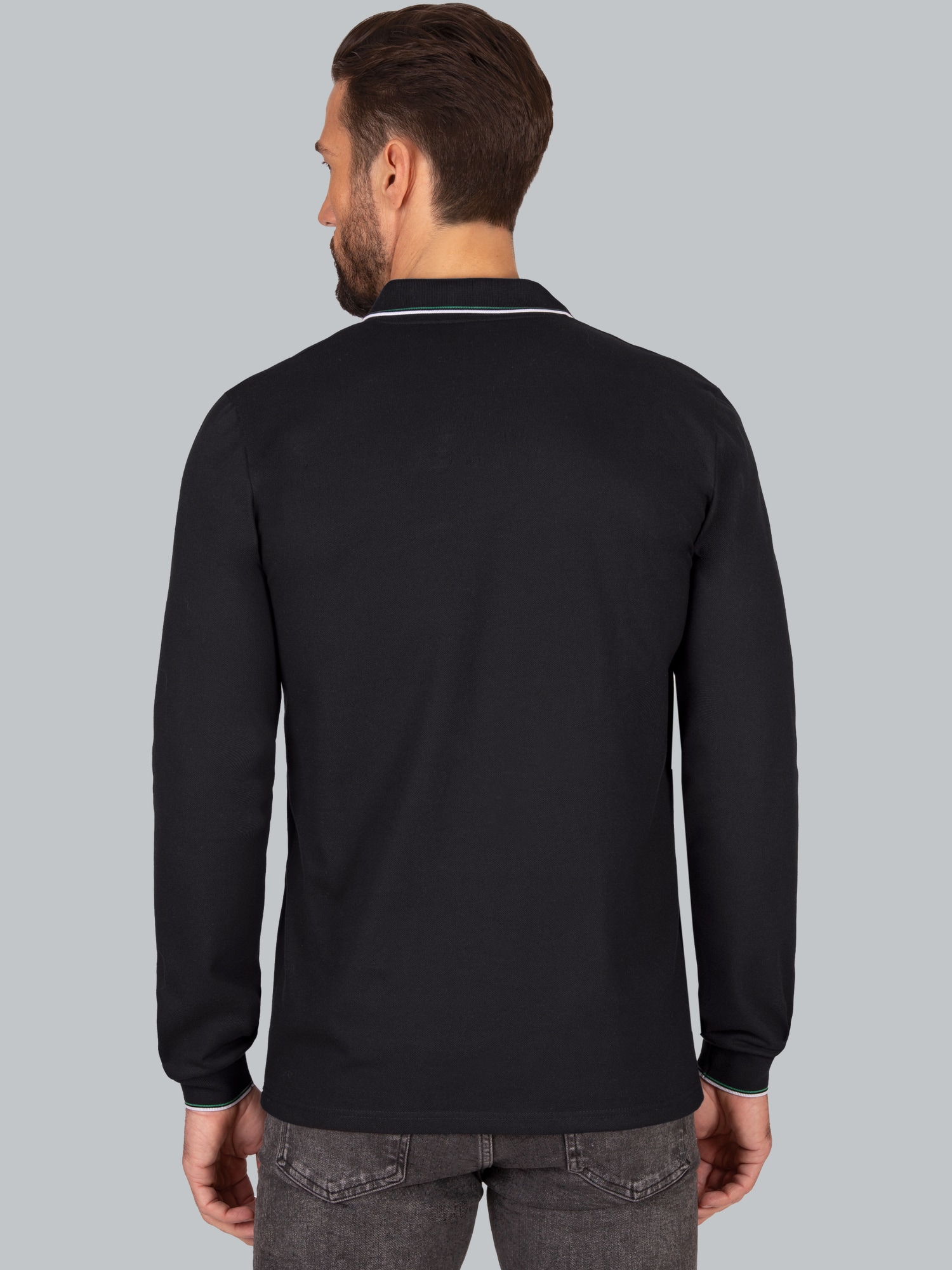 Modisches Poloshirt mit langen Armen Schwarz