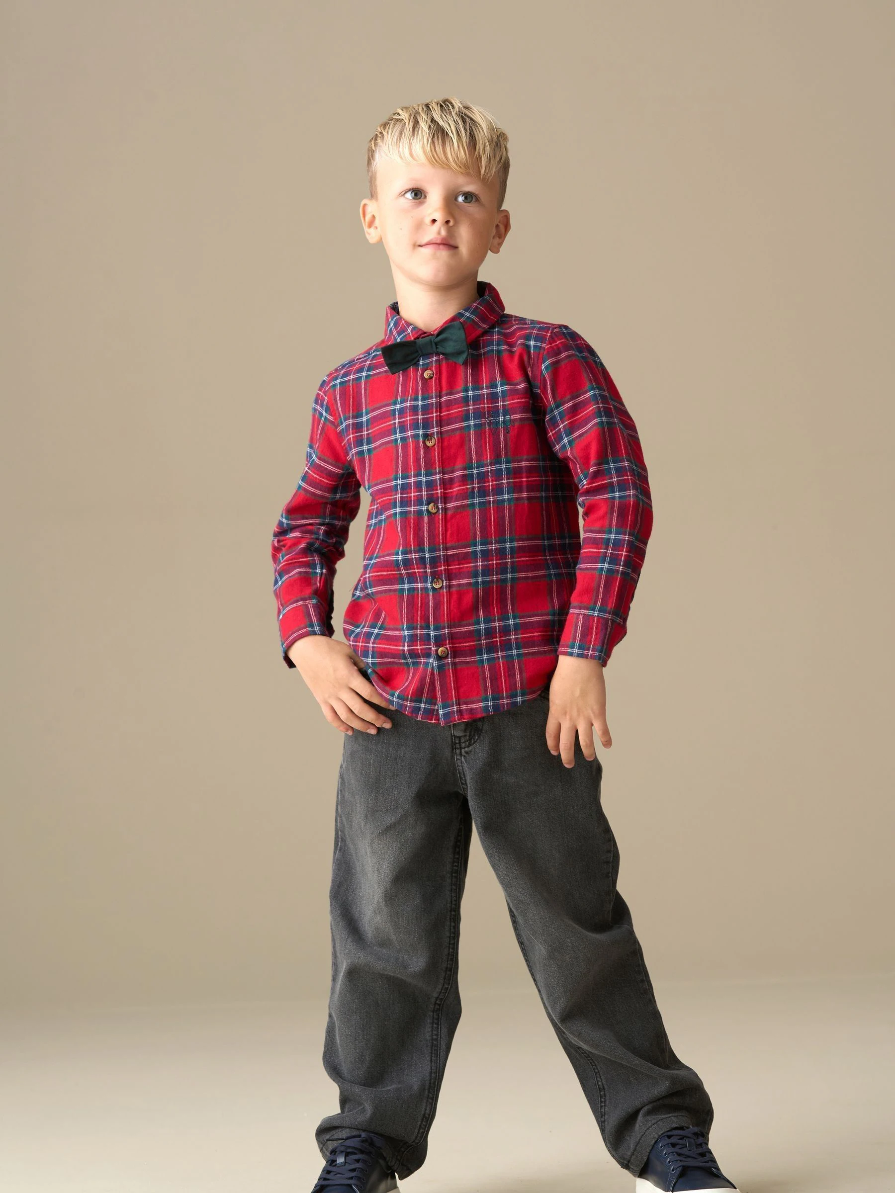Rood - Angel & Rocket Camden Brushed Shirt With Bow Tie